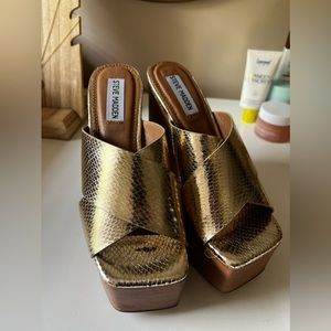 Gold Steve Madden Platform Sandals